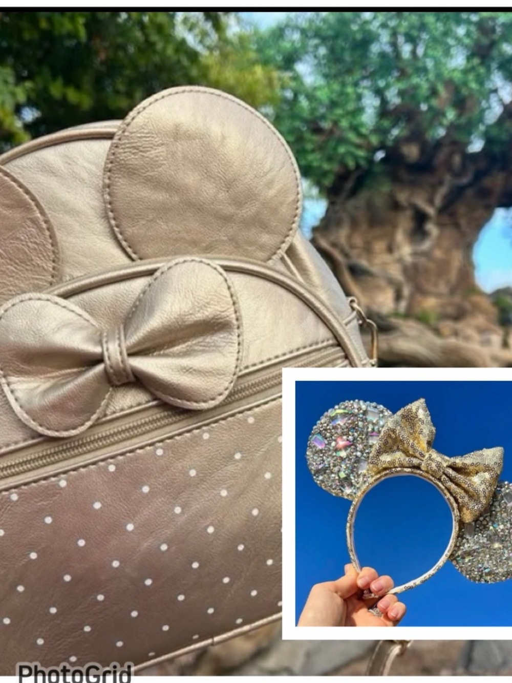 Disney KL928 Girls Bowknot Polka Dot Mini Backpack +FREE sequin-mini headband